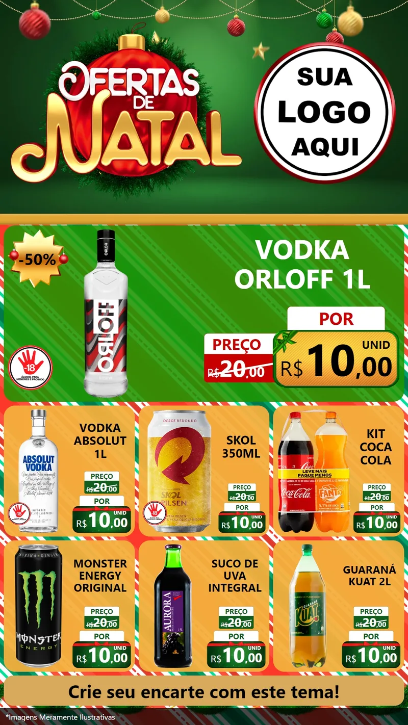Modelo de Rede Social para Stories com o tema Ofertas de Natal para Distribuidora de bebidas