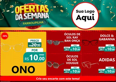 Modelo de Encarte para Encarte A4 Horizontal com o tema Ofertas da Semana Farroupilha para Óticas