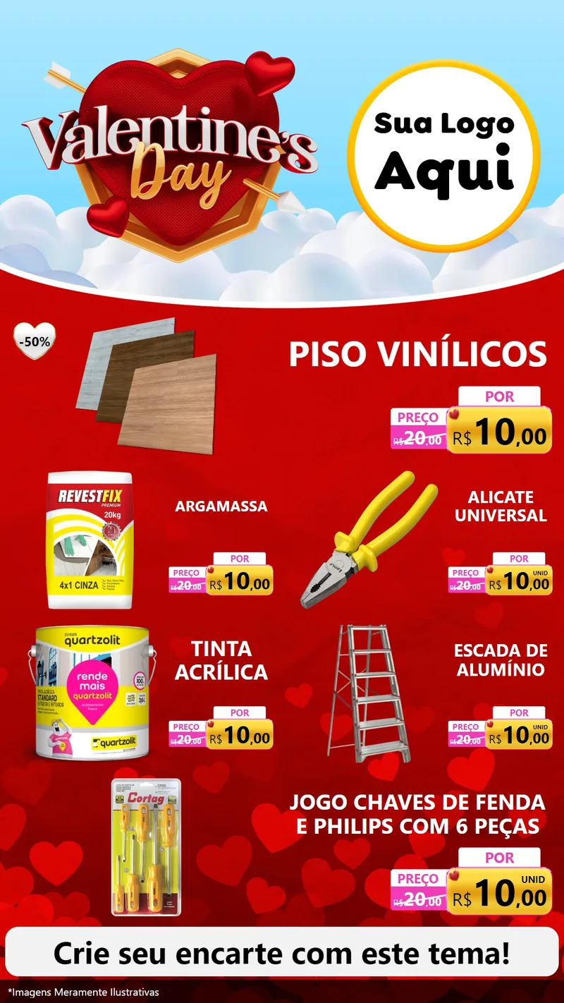 Modelo de TV para TV Vertical com o tema Valentine's Day para Material para Construção