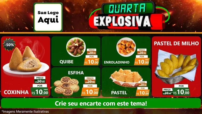 Modelo de TV para TV Horizontal com o tema Quarta Explosiva para Salgadaria