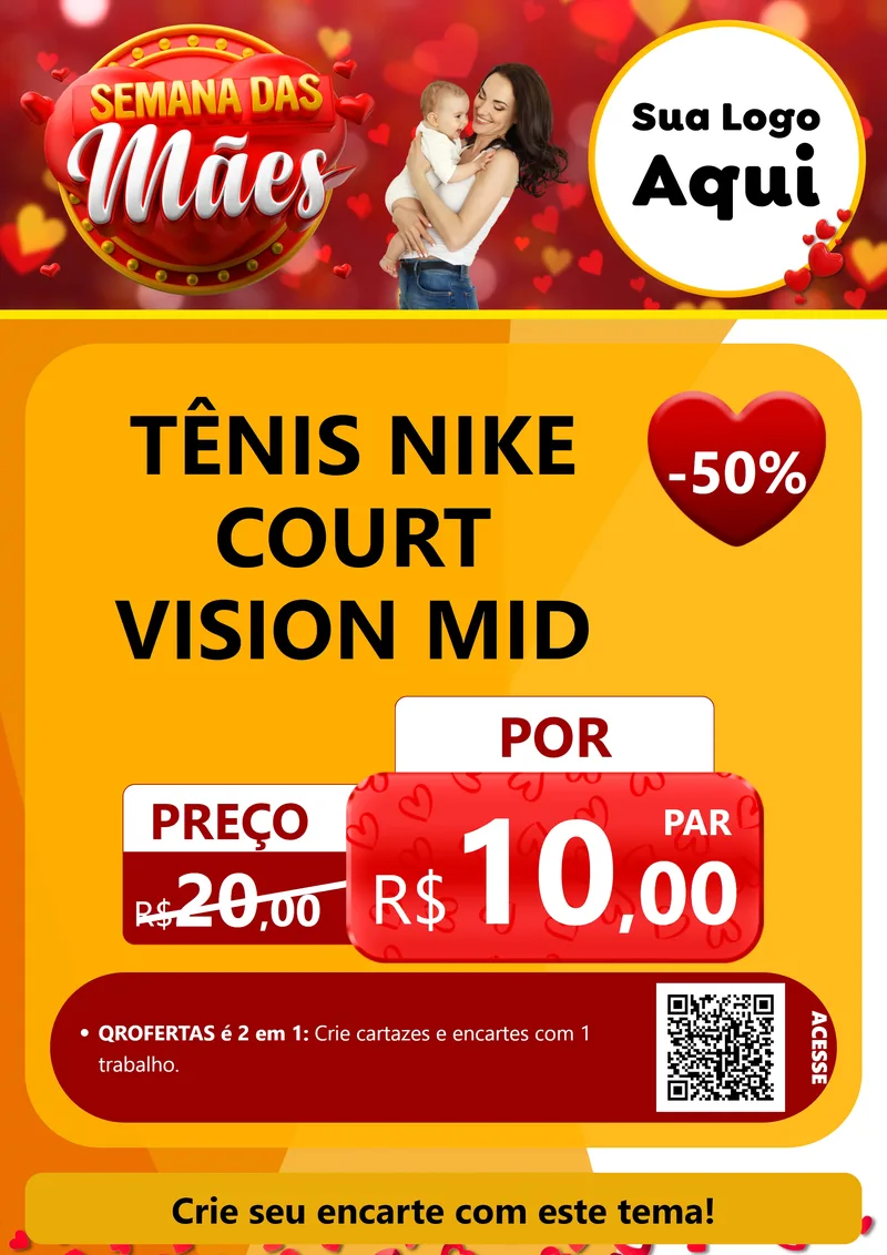 Modelo de Cartaz para Cartaz A4 Vertical com o tema Semana das Mães para Calçados