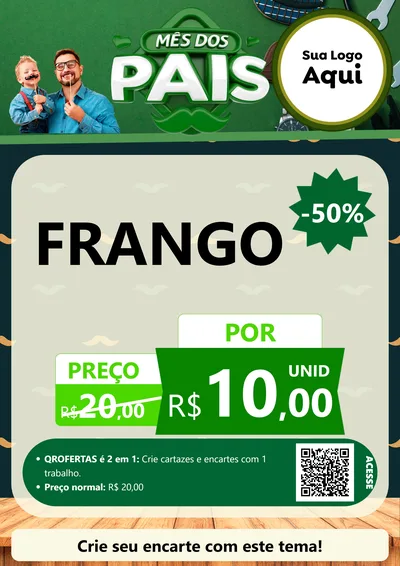 Modelo de Cartaz para Cartaz A4 Vertical com o tema Mês dos Pais para Assados