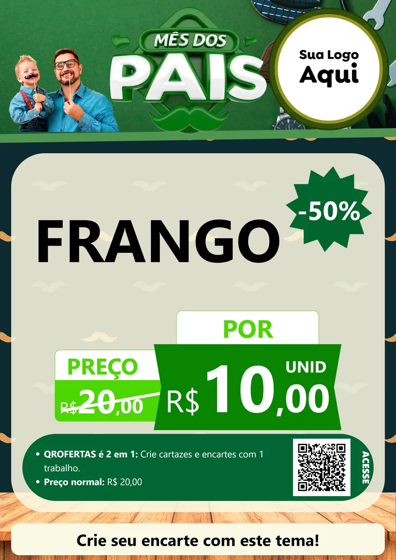 Modelo de Cartaz para Cartaz A4 Vertical com o tema Mês dos Pais para Assados