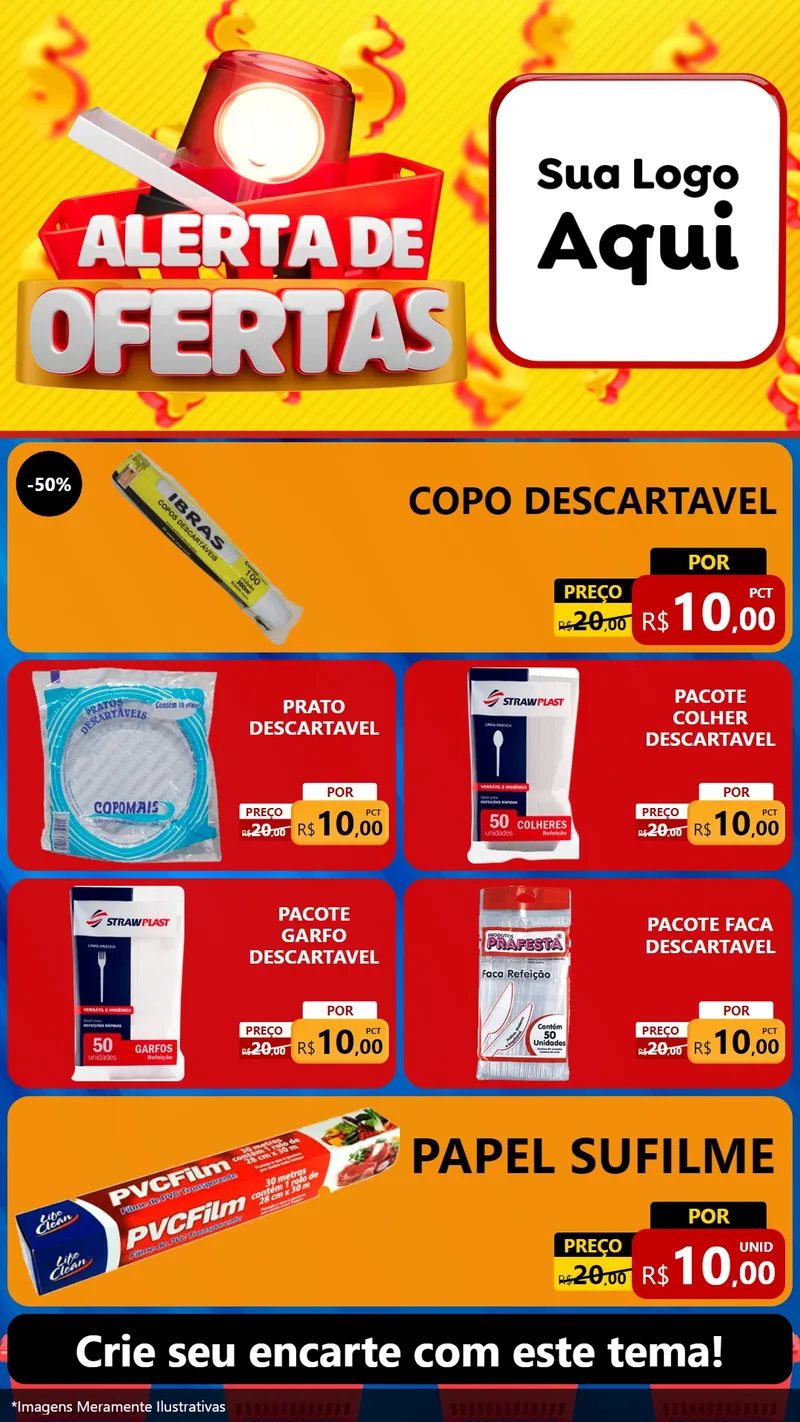 Modelo de TV para TV Vertical com o tema Alerta de Ofertas para Embalagens