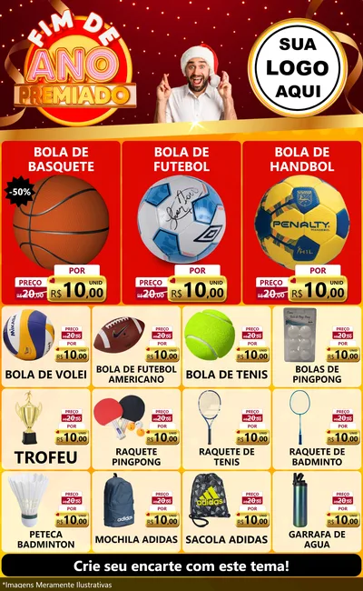 Modelo de Encarte para Encarte Grande com o tema Fim de Ano Premiado para Artigos Esportivos