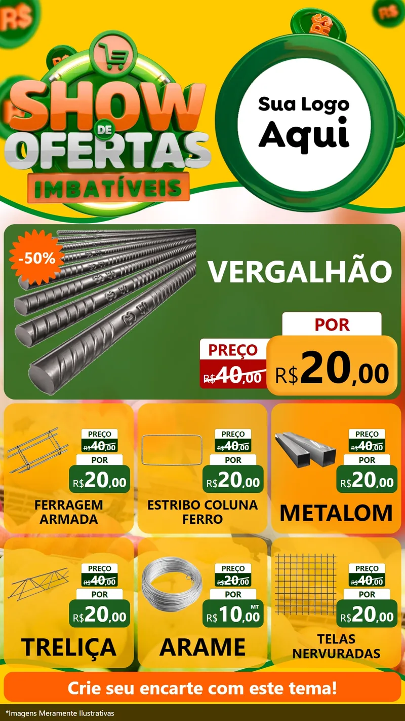 Modelo de Rede Social para Stories com o tema Show de Ofertas Imbatíveis para Ferragens