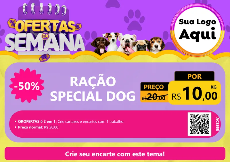 Modelo de Cartaz para Cartaz A4 Horizontal com o tema Ofertas da Semana - Pet para Pet Shop