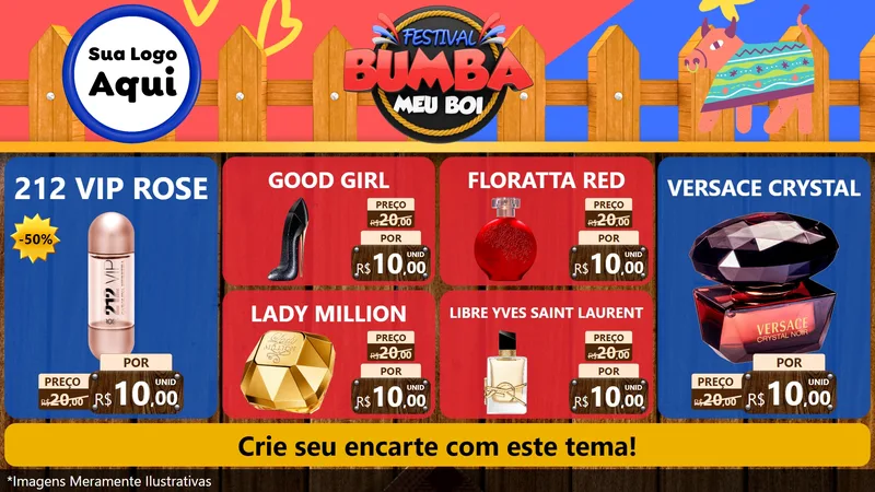 Modelo de TV para TV Horizontal com o tema Festival Bumba Meu Boi para Perfumes