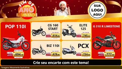 Modelo de TV para TV Horizontal com o tema Fim de Ano Premiado para Concessionaria de Motos