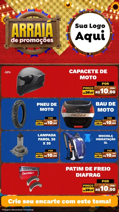 Modelo de TV para TV Vertical com o tema Arraiá de Promoções para Moto peças
