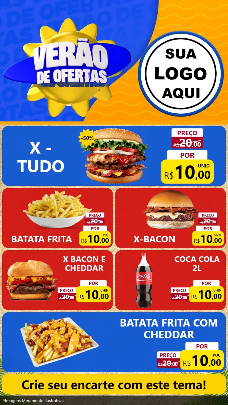 Modelo de TV para TV Vertical com o tema Verão de Ofertas para Hamburgueria