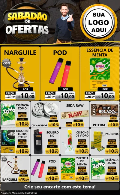 Modelo de Encarte para Encarte Grande com o tema Sabadão de Ofertas para Tabacaria