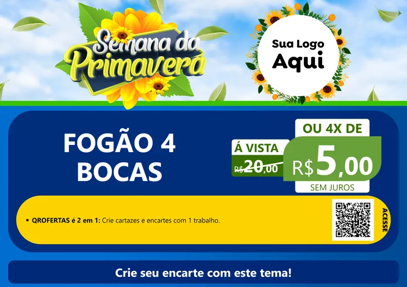 Modelo de Cartaz para Cartaz A4 Horizontal com o tema Semana da Primavera para Móveis e Eletro