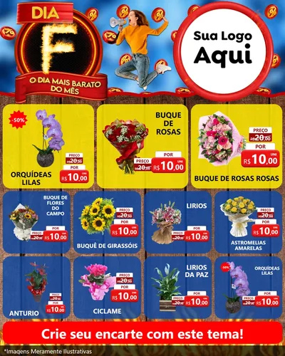 Modelo de Rede Social para Feed Instagram com o tema Dia F - O Dia Mais Barato Do Mês para Floricultura e jardim