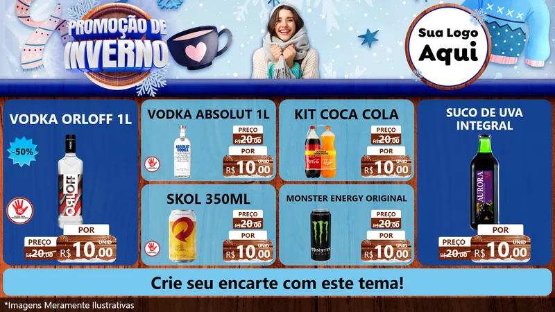 Modelo de TV para TV Horizontal com o tema Promoção de Inverno para Distribuidora de bebidas