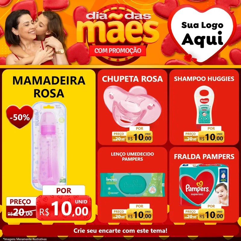 Modelo de Rede Social para Feed Facebook com o tema Dia das Mães com Promoção para Bebês