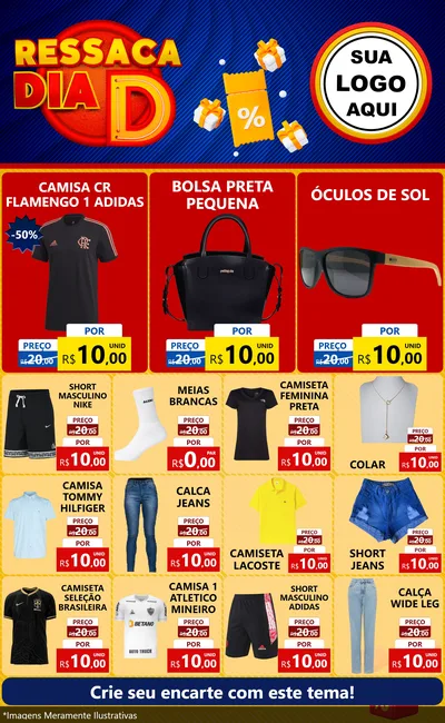 Modelo de Encarte para Encarte Grande com o tema Ressaca Dia D para Roupas e acessórios