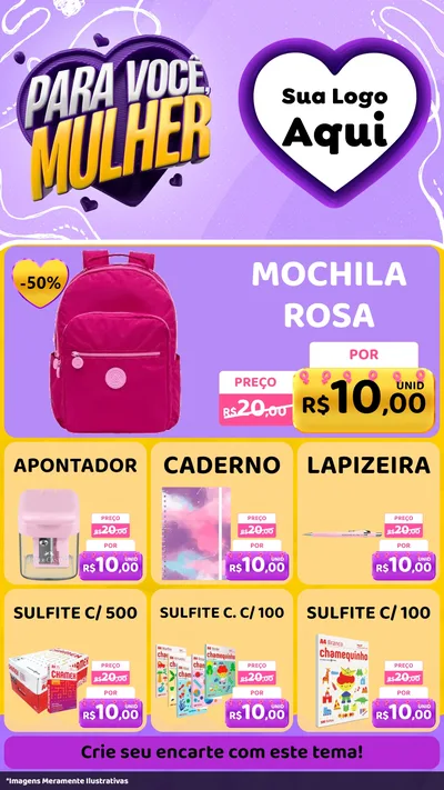 Modelo de Rede Social para Stories com o tema Para Você, Mulher para Papelaria