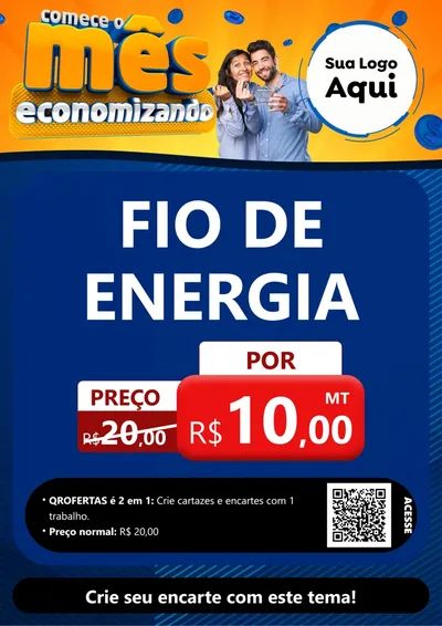 Modelo de Cartaz para Cartaz A4 Vertical com o tema Comece O Mês Economizando para Materiais Elétricos