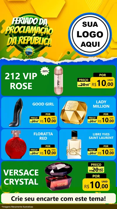 Modelo de TV para TV Vertical com o tema Feriado da Proclamação da República para Perfumes