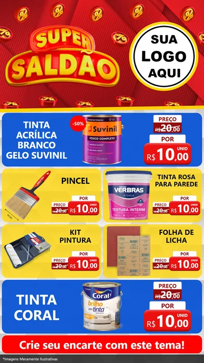 Modelo de TV para TV Vertical com o tema Super Saldão para Tintas e Ferramentas