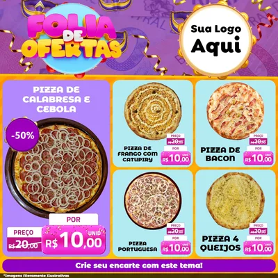 Modelo de Rede Social para Feed Facebook com o tema Folia de Ofertas para Pizzaria