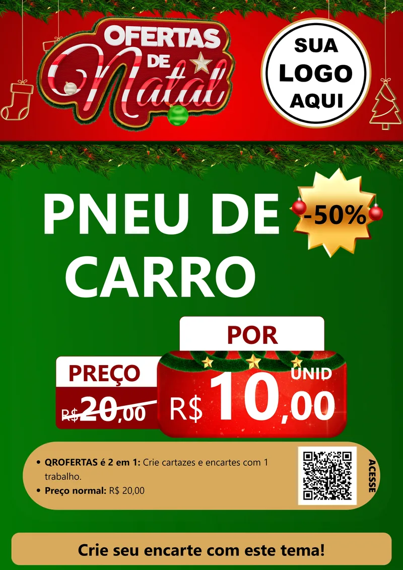 Modelo de Cartaz para Cartaz A4 Vertical com o tema Ofertas de Natal para Auto peças
