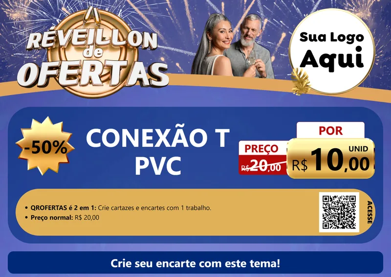 Modelo de Cartaz para Cartaz A4 Horizontal com o tema Réveillon de Ofertas para Tubos e conexões