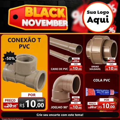 Modelo de Rede Social para Feed Facebook com o tema Black November para Tubos e conexões
