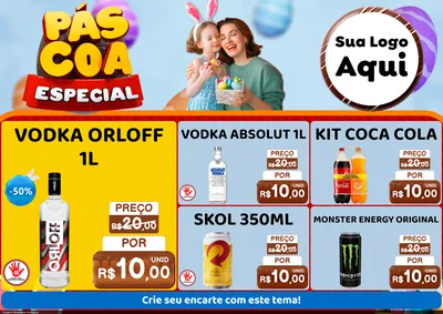 Modelo de Encarte para Encarte A4 Horizontal com o tema Páscoa Especial para Distribuidora de bebidas