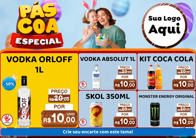 Modelo de Encarte para Encarte A4 Horizontal com o tema Páscoa Especial para Distribuidora de bebidas