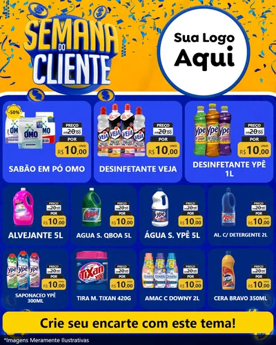 Modelo de Rede Social para Feed Instagram com o tema Semana do Cliente para Produtos de Limpeza