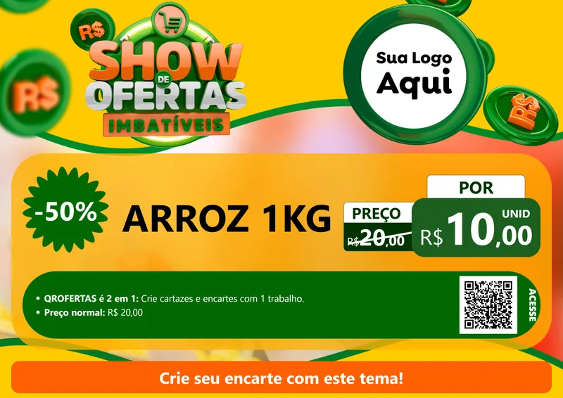 Modelo de Cartaz para Cartaz A4 Horizontal com o tema Show de Ofertas Imbatíveis para Supermercado