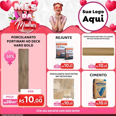 Modelo de Rede Social para Feed Facebook com o tema Mês da Mulher para Pisos e revestimentos