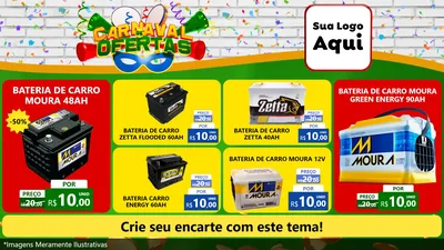 Modelo de TV para TV Horizontal com o tema Carnaval de Ofertas para Baterias Elétricas