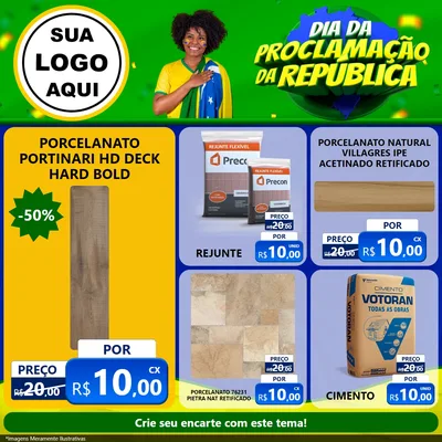 Modelo de Rede Social para Feed Facebook com o tema Dia Da Proclamação Da República para Pisos e revestimentos