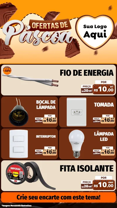 Modelo de TV para TV Vertical com o tema Ofertas de Páscoa para Materiais Elétricos