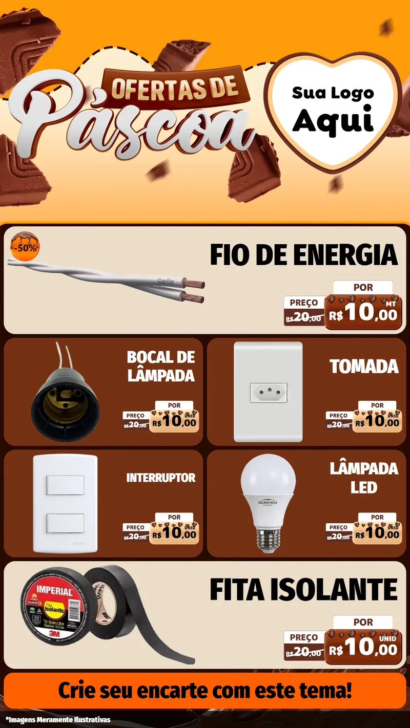 Modelo de TV para TV Vertical com o tema Ofertas de Páscoa para Materiais Elétricos