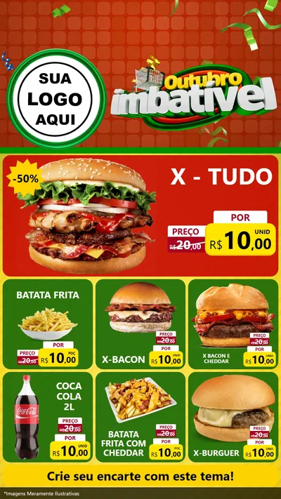 Modelo de Rede Social para Stories com o tema Outubro Imbatível para Hamburgueria