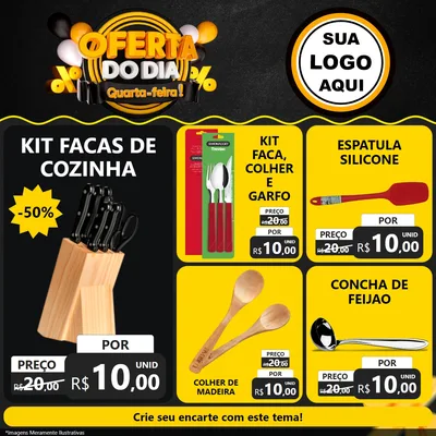 Modelo de Rede Social para Feed Facebook com o tema Oferta do Dia - Quarta Feira! para Utilidades Domésticas