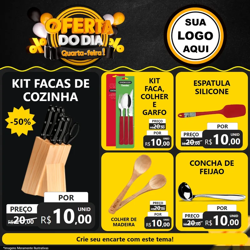 Modelo de Rede Social para Feed Facebook com o tema Oferta do Dia - Quarta Feira! para Utilidades Domésticas