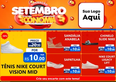 Modelo de Encarte para Encarte A4 Horizontal com o tema Operação Setembro Com Muita Economia para Calçados