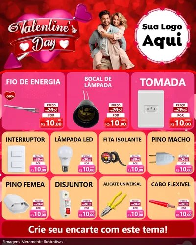 Modelo de Rede Social para Feed Instagram com o tema Valentine's Day para Materiais Elétricos