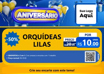 Modelo de Cartaz para Cartaz A4 Horizontal com o tema Aniversário para Floricultura e jardim