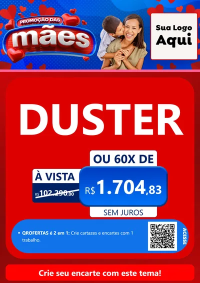 Modelo de Cartaz para Cartaz A4 Vertical com o tema Promoção das Mães para Concessionaria de Carros