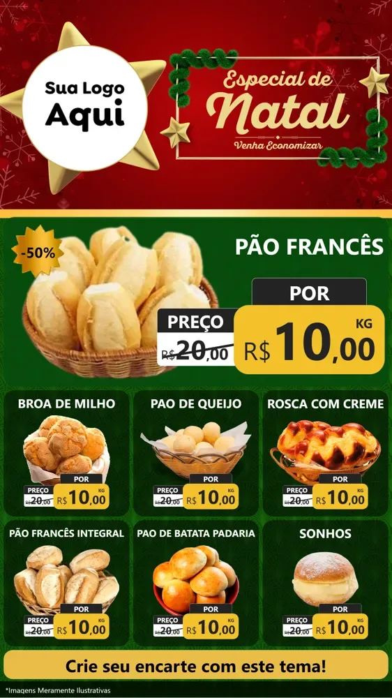 Modelo de Rede Social para Stories com o tema Especial de Natal para Padaria