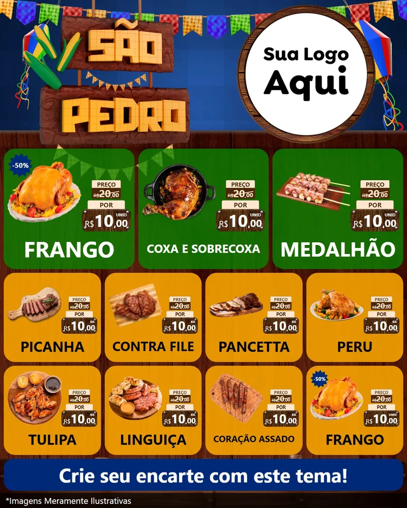 Modelo de Rede Social para Feed Instagram com o tema São Pedro para Assados