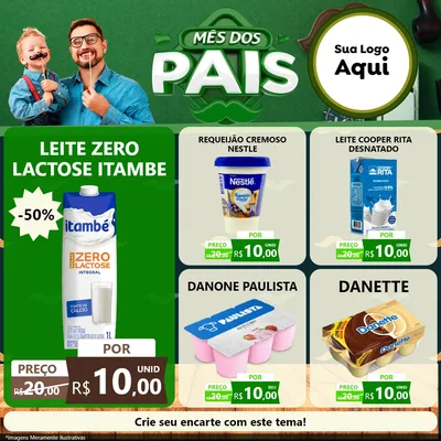 Modelo de Rede Social para Feed Facebook com o tema Mês dos Pais para Frios e Laticínios