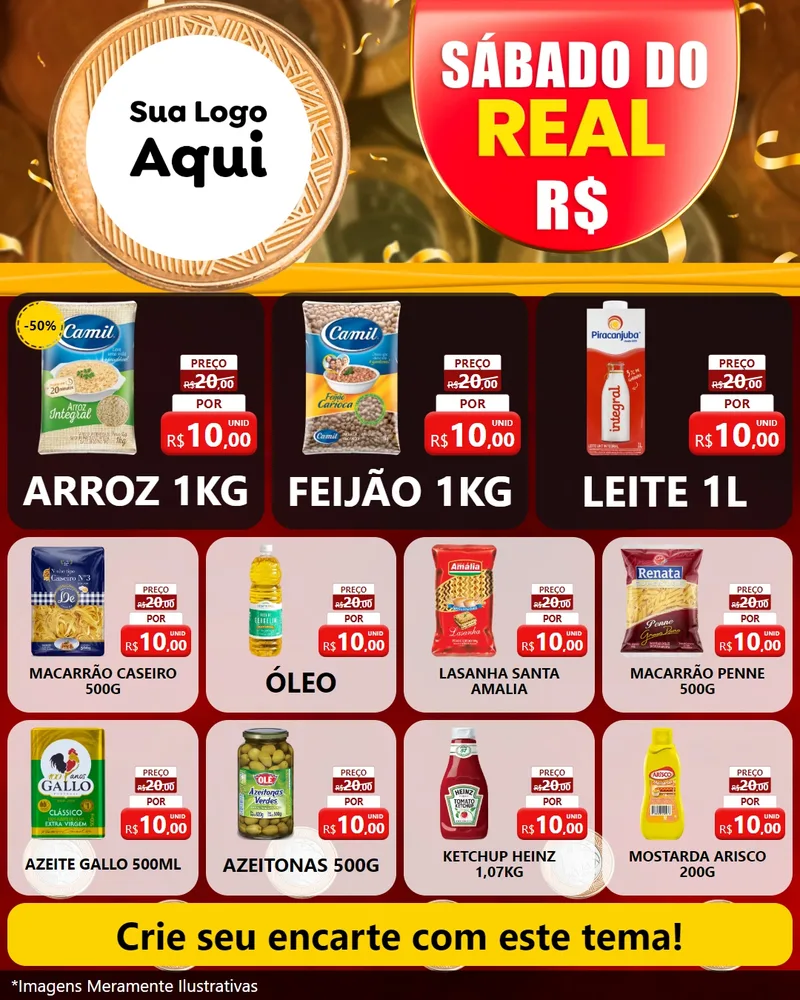 Modelo de Rede Social para Feed Instagram com o tema Sábado do Real para Supermercado