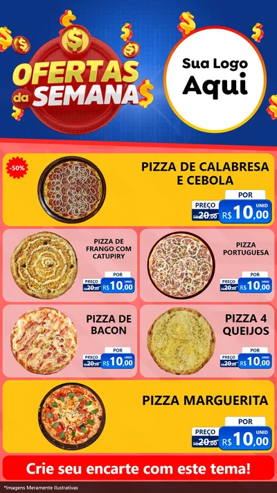 Modelo de TV para TV Vertical com o tema Ofertas Da Semana para Pizzaria